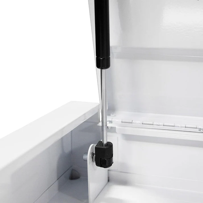 BoxoUSA Pro Series 26" 5-Drawer Top Tool Box White Gloss Piston close up of piston mechanical features