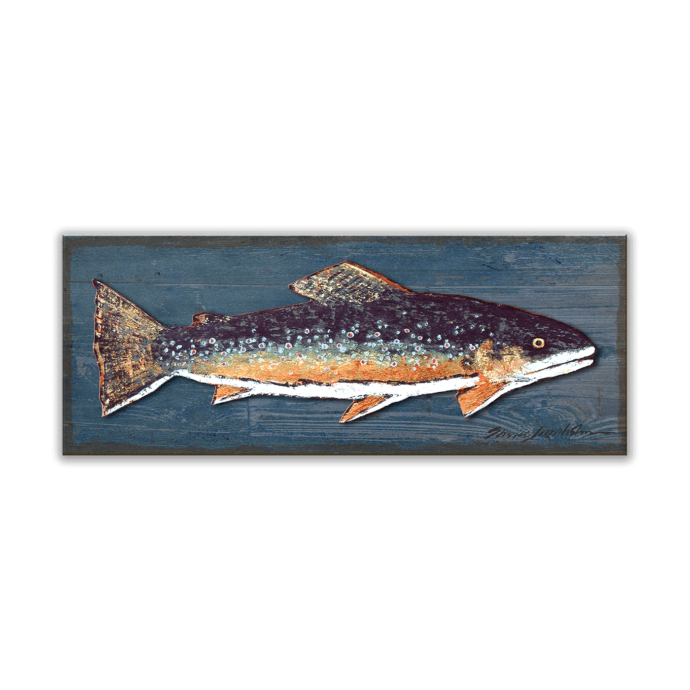 Brook Trout Wall Art | Metal on Wood Panel from the front