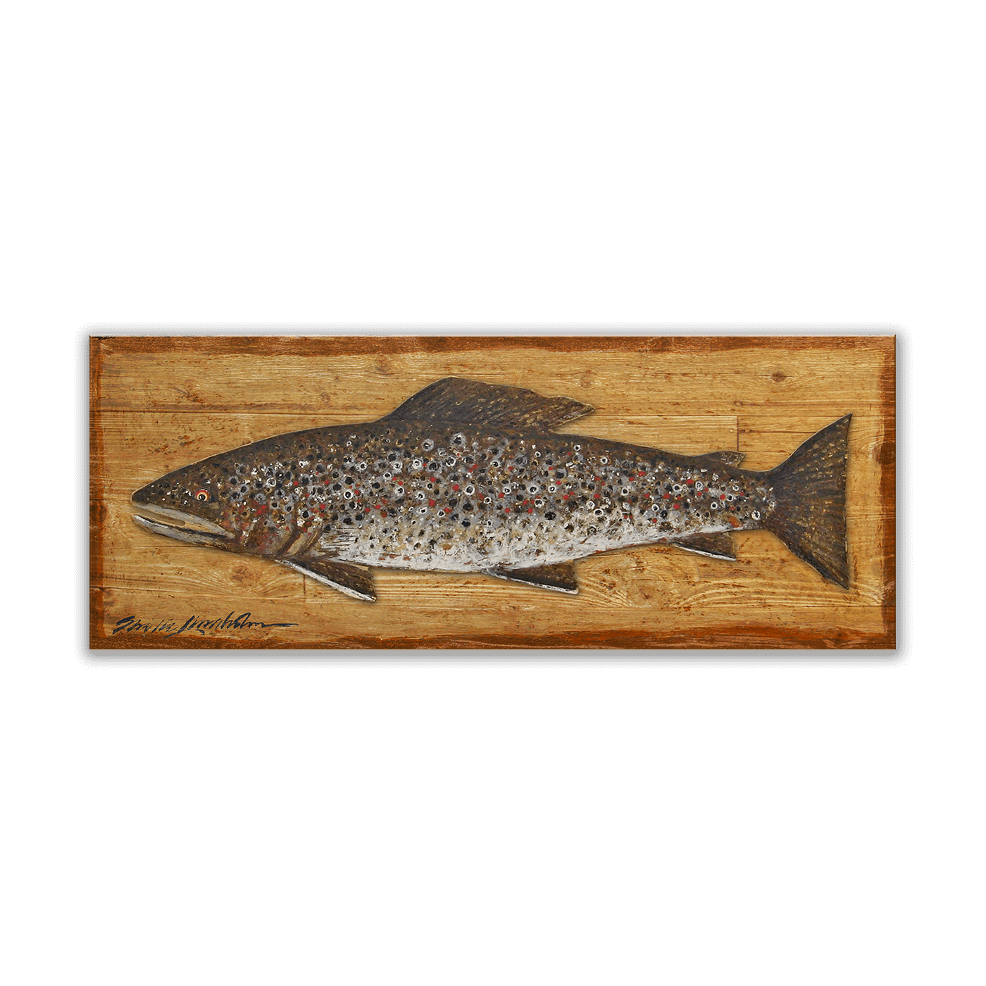 Brown Trout Wall Art | Metal on Wood Panel from the front