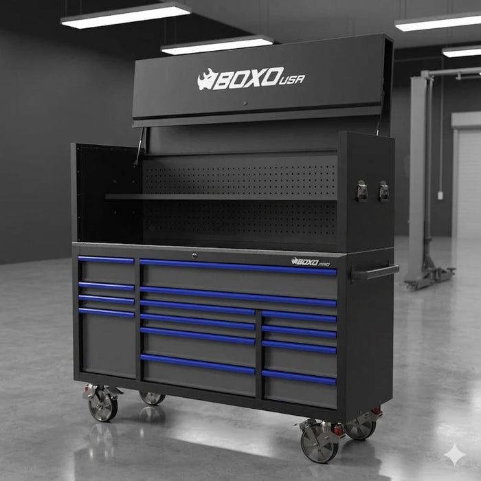 BoxoUSA Pro Series 72-inch rolling tool box in professional garage setting
