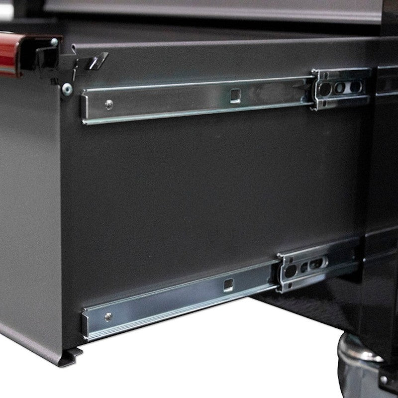6BoxoUSA Pro Series 26" 11-Drawer Rolling Tool Box Black Box Red Handle Sliding Drawers close up