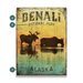 Alaskan Twilight: Moose in Denali - Wood & Metal Wall Art close up and from the front