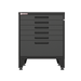 Armadillo Tough 28-inch 6-Drawer Steel Garage Tool Cabinet black from the front with the drawers closed staged