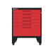 Armadillo Tough 28-inch 6-Drawer Steel Garage Tool Cabinet red from the front with the drawers closed showing the best anti-slip garage cabinet feet