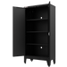 Armadillo Tough 72 Inch Heavy Duty Steel Locker Black with both doors open revealing the shelves