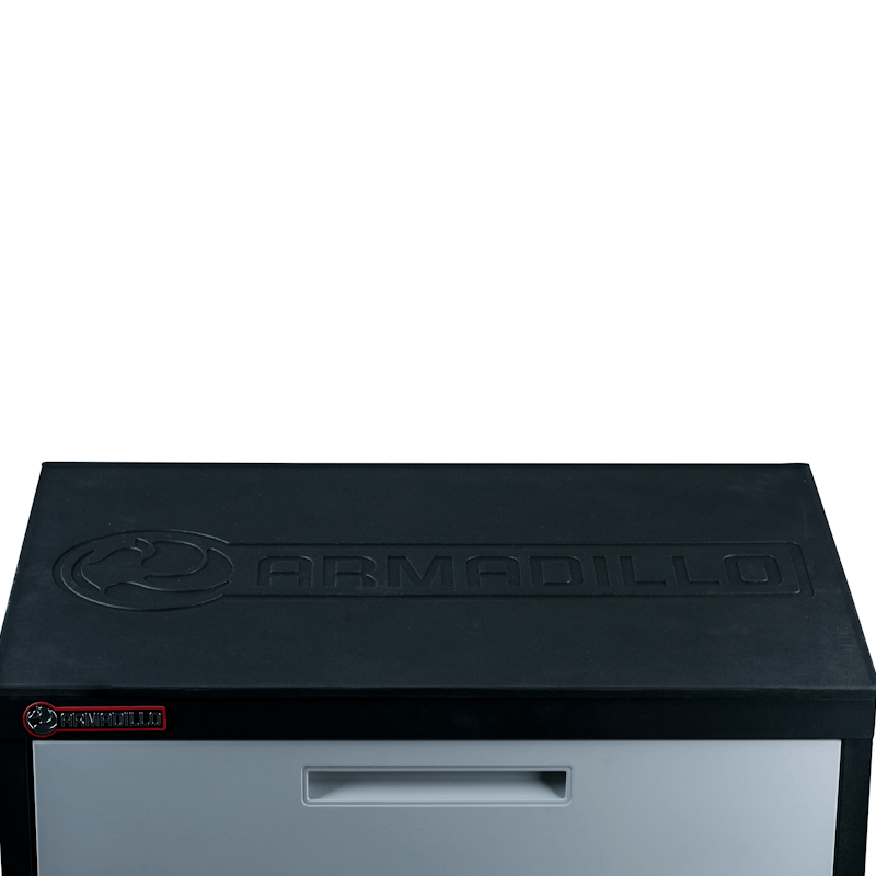 Black toolbox with 'Armadillo' branding on a white background