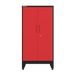 Armadillo Tough 72 Inch Heavy Duty Steel Locker Red with both doors closed from the front showing the locking doors and handles