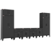 Armadillo Tough 8-Piece Steel Preconfigured Garage Cabinet Set with Levelers black from the front showing the locking drawers on this cabinet set