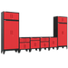 Armadillo Tough 8-Piece Steel Preconfigured Garage Cabinet Set with Levelers Red from in the front showing all the features of this high quality garage cabinet set