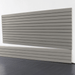 8-foot Weathered Grey Basic Duty slatwall panels installed on a garage wall, featuring a smooth grey finish and durable interlocking design by Oura Decor.