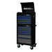 BoxoUSA Pro Series 26" 11-Drawer Rolling Tool Box Black Box Blue Handle Open from the front
