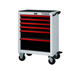 BoxoUSA Pro Series | 26" 6-Drawer Rolling Tool Box Red Handle White Box from the front