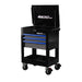 BoxoUSA Pro Series 28" 3-Drawer Flip top Service Cart Tool Box Black Box Blue Handle from the front
