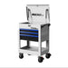 BoxoUSA Pro Series 28" 3-Drawer Flip top Service Cart Tool Box White Box Blue Handle from the front