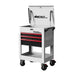 BoxoUSA Pro Series 28" 3-Drawer Flip top Service Cart Tool Box White Box Red Handle from the front