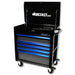 BoxoUSA Pro Series 35" 5-Drawer Flip-Top Service Cart Tool Box Black Box Blue Handle Open from the front