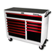 BoxoUSA Pro Series 45" 11-Drawer Rolling Tool Box White Gloss Red Handle from the front