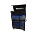 BoxoUSA Pro Series 45" 19-Drawer Rolling Tool Box Black Box Blue Handle Open from the front
