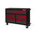 BoxoUSA Pro Series 53" 12-Drawer Rolling Tool Box Black Box Red Handle from the front