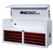 BoxoUSA Pro Series 53" 8-Drawer Top Chest Tool Box White Box Red Handle from the front
