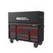 BoxoUSA Pro Series 72" 14-Drawer Rolling Tool Box with Garage Top Black Red Handles Closed from the front