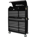 BoxoUSA Tech Series 41" 19-Drawer Rolling Tool Box Combo Set Black Powder Coat from the front