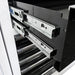 BoxoUSA Tech Series 41" 19-Drawer Rolling Tool Box Combo Set White Powder Coat Drawer Slider close up