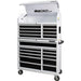 BoxoUSA Tech Series 41" 19-Drawer Rolling Tool Box Combo Set White Powder Coat from the front