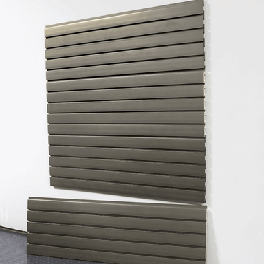 Heavy Duty Slatwall Panels Oura Decor Global Graphite Steel 4' from the front