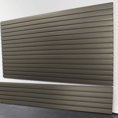 Heavy Duty Slatwall Panels Oura Decor Global Graphite Steel 8' from the front