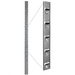 A silver metal wall mounting bracket shown from two angles on a plain white background, with a vertical backplate and a horizontal mounting strip connected by thin guide lines.
