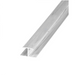 A long, narrow silver metal channel or trim piece with a hollow center and rounded top edge, shown diagonally on a plain white background.