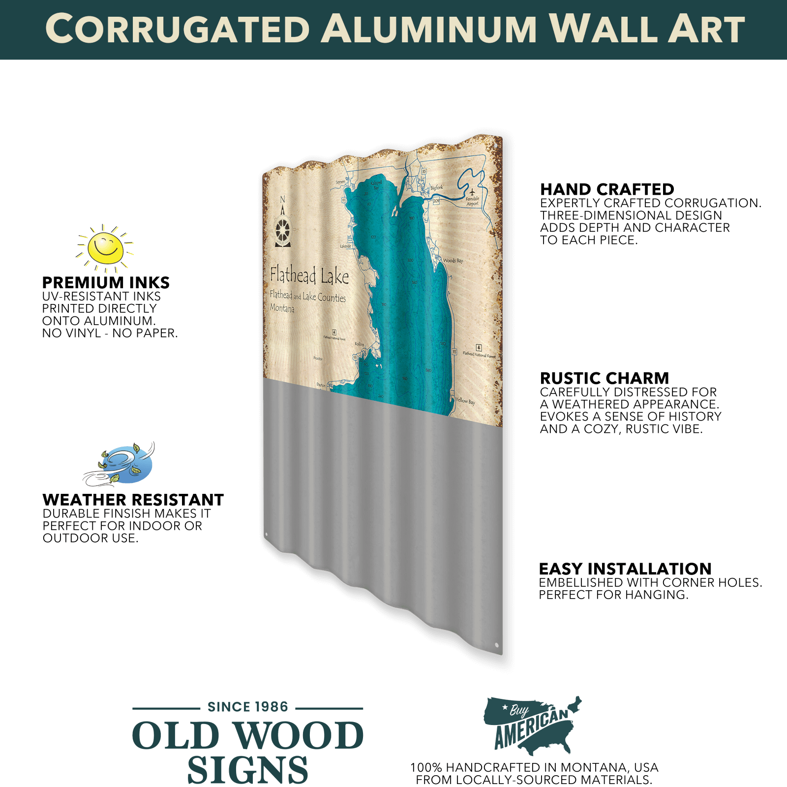 Vintage American Flag | Corrugated Metal Wall Art Aluminum information