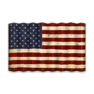 Vintage American Flag | Corrugated Metal Wall Art from the front