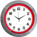 Neonetics chrome-finished alphanumeric neon clock with a warm red glowing glass neon ring.