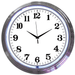 Neonetics 15" chrome rim wall clock featuring a crisp white authentic glass neon ring for garage or office.