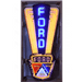 Large 5-foot Neonetics Ford Jubilee Crest neon sign in shaped black steel can with multi-colored hand-blown glass neon.