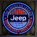 36-inch Neonetics Jeep The American Legend neon sign in black steel can with red, white, and blue glass neon.