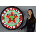 Large 3-foot Texaco Motor Oil neon sign shown with a person to demonstrate scale for garage wall decor.