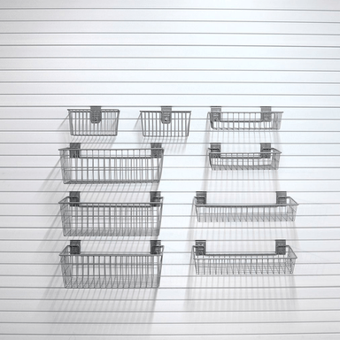 9-piece Select Basket Bundle, illustrating a grouping of popular baskets including caddy, shallow, and deep varieties.